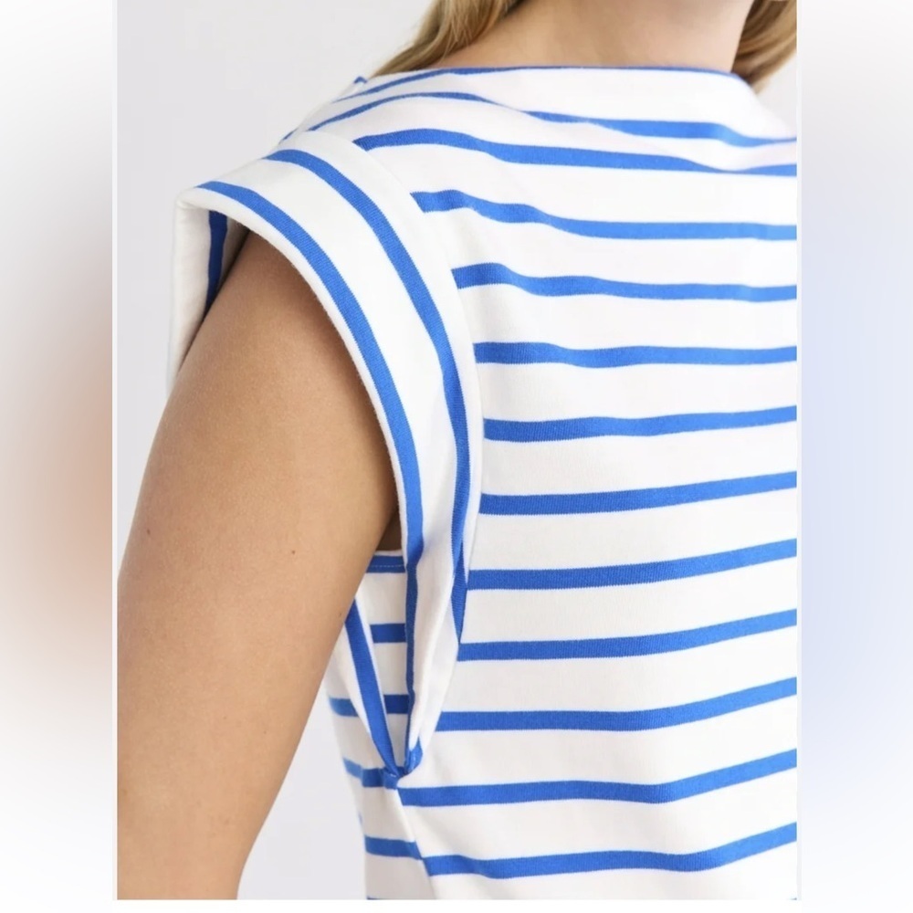 Striped Blue and White Cap-Sleeve Tee - Brand: - Picture 2 of 6